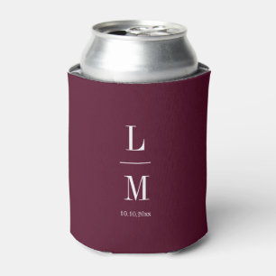 Moderne Minimalistische Monogram Burgundy Wedding Dosenkühler