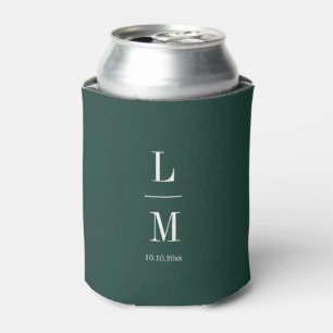 Moderne Minimalistische Monogram Grüne Hochzeitnam Dosenkühler