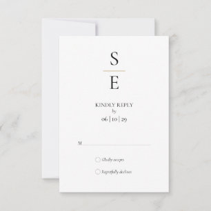 Moderne Minimalistische Monogram-Initials Wedding  RSVP Karte
