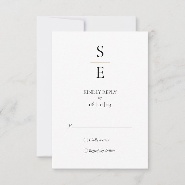 Moderne Minimalistische Monogram-Initials Wedding  RSVP Karte (Vorderseite)