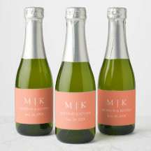 Moderne Minimalistische Monogram Wedding Peach Min