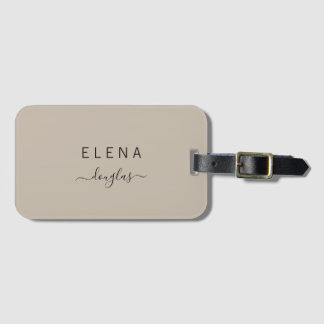 Moderne Minimalistische Monogramm braun-neutral Gepäckanhänger