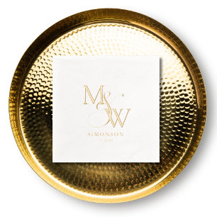Moderne minimalistische Monogramm-Folien-Hochzeits Servietten Mit Folie