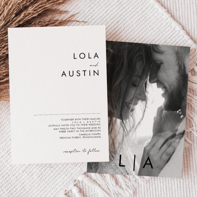 Moderne Minimalistische Monogramm-Foto-Hochzeit Einladung (Von Creator hochgeladen)