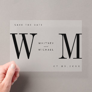 Moderne Minimalistische Monogramm-Hochzeit Acryleinladungen