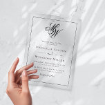 Moderne Minimalistische Monogramm-Hochzeit Acryleinladungen<br><div class="desc">Eine moderne minimalistische Hochzeitseinladung mit Monogramm-Initialen</div>