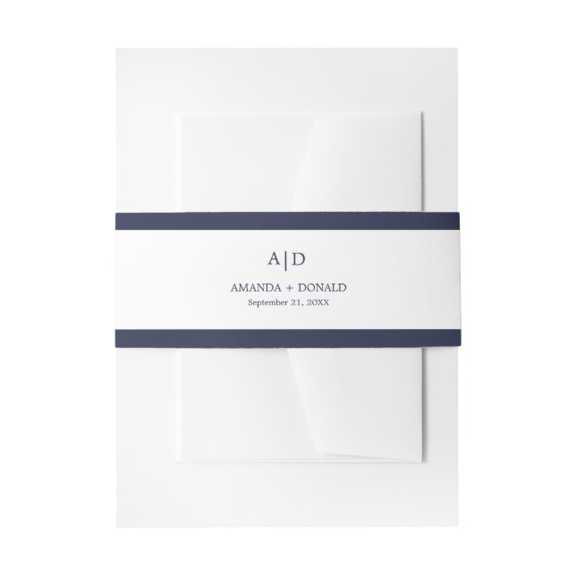 Moderne Minimalistische Monogramm-Hochzeit Einladungsbanderole (Vorderseite Beispiel)