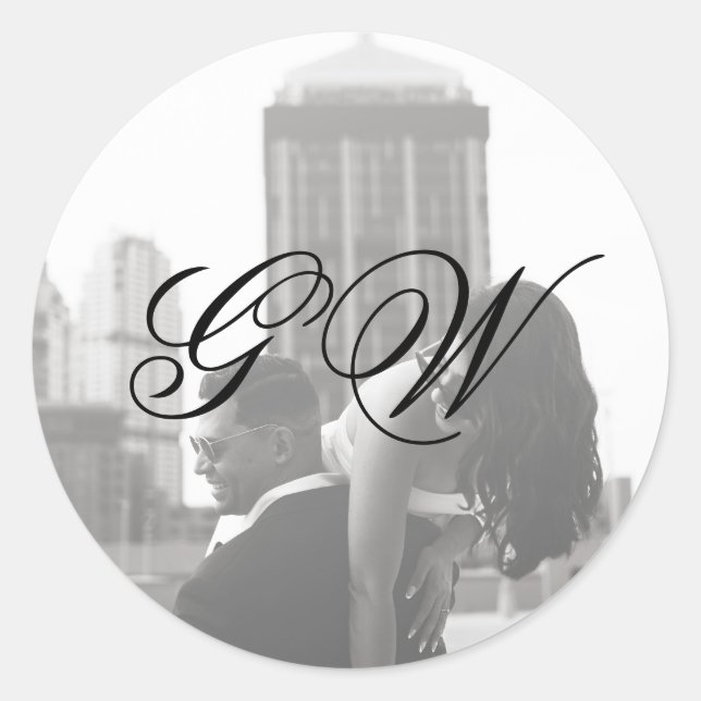 Moderne Minimalistische Monogramm-Hochzeit Runder Aufkleber (Vorderseite)