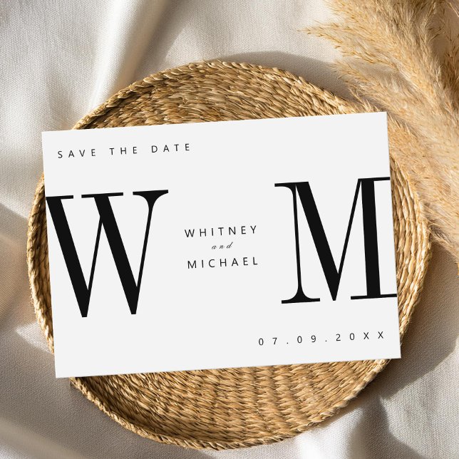 Moderne Minimalistische Monogramm-Hochzeit Save The Date (Von Creator hochgeladen)