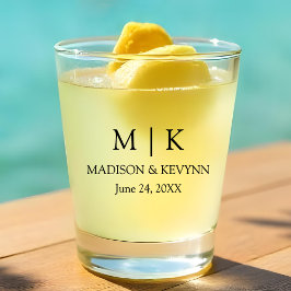 Moderne Minimalistische Monogramm-Hochzeit Schnapsglas