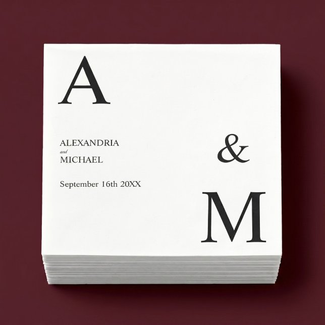 Moderne Minimalistische Monogramm-Hochzeit Serviette (Von Creator hochgeladen)