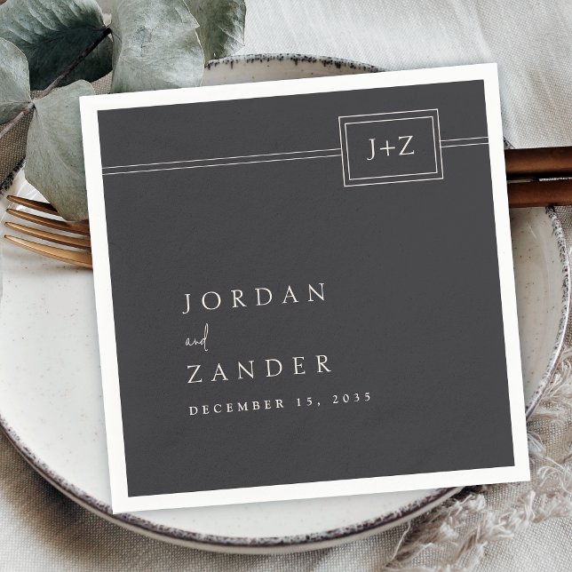 Moderne Minimalistische Monogramm-Hochzeit Serviette (Von Creator hochgeladen)