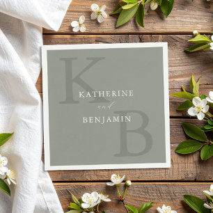 Moderne Minimalistische Monogramm-Hochzeit Serviette