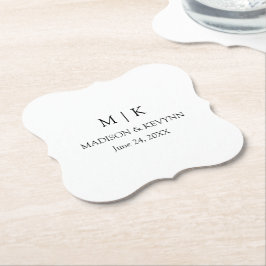 Moderne Minimalistische Monogramm-Hochzeit Untersetzer