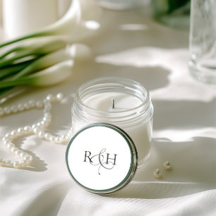 Moderne minimalistische Monogramm-Hochzeitsaufkleb Runder Aufkleber