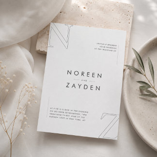 Moderne minimalistische Monogramm-Hochzeitseinladu Einladung