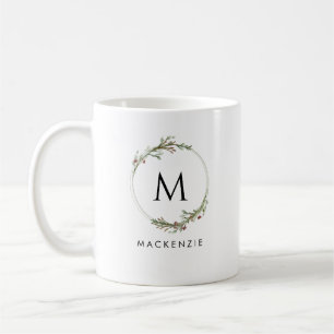 Moderne minimalistische Monogramm-Kranz-Kaffeetass Kaffeetasse