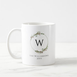 Moderne minimalistische Monogramm-Kranz Kaffeetasse