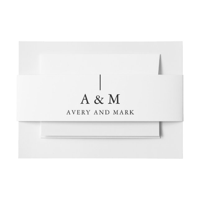 Moderne Minimalistische Monogramm-Paare Hochzeit Einladungsbanderole (Vorderseite Beispiel)