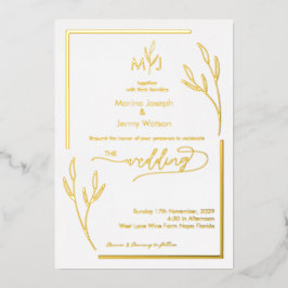 Moderne minimalistische Monogramm-Randeinfassung m Folieneinladung