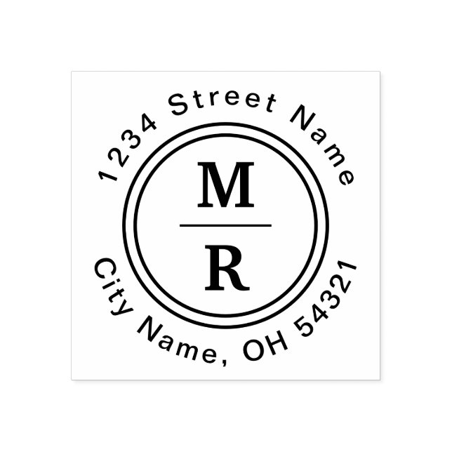 Moderne Minimalistische Monogramm-Rücksendeadresse Gummistempel (Prägung)