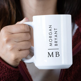 Moderne Minimalistische Monogramm Schwarz/Weiß Zweifarbige Tasse