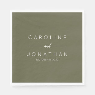 Moderne Minimalistische, moosgrüne Hochzeit Serviette