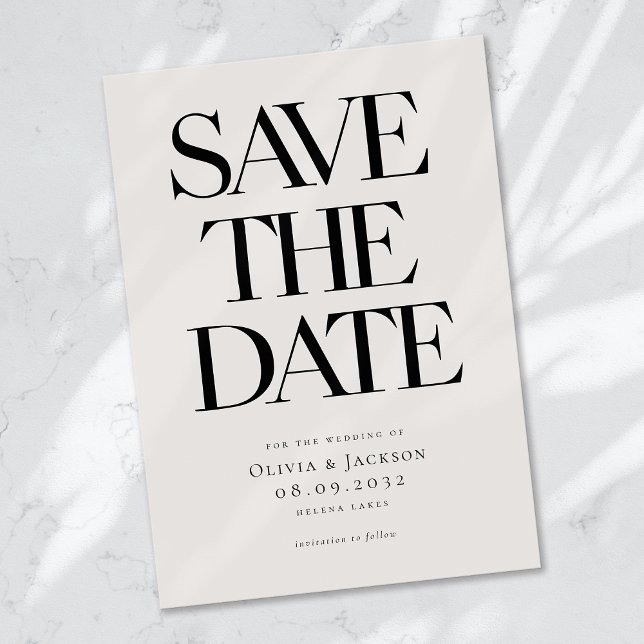Moderne Minimalistische, mutige Typografie-Hochzei Save The Date (Von Creator hochgeladen)