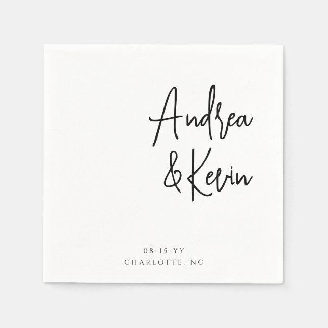 Moderne Minimalistische Namen Hochzeitsszeitszene  Serviette (Vorderseite)