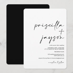 Moderne minimalistische Namen kalligraphische schw Einladung