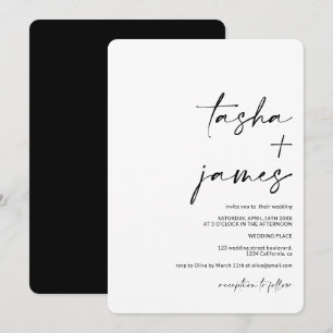Moderne minimalistische Namen kalligraphische schw Einladung