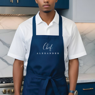 Moderne Minimalistische Navy-Blau-Küche für Chefko Schürze