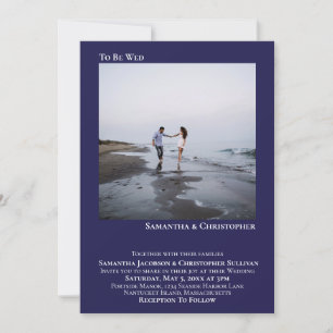 Moderne Minimalistische Navy Blue Einfaches Foto H Einladung