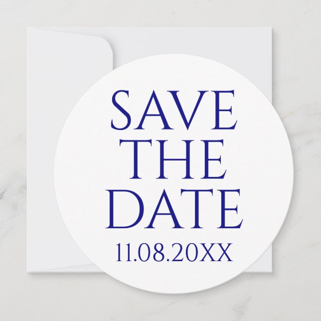 Moderne Minimalistische Navy Blue Save the Date ru Einladung (Vorderseite)