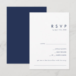 Moderne Minimalistische Navy Blue Song Request RSV RSVP Karte