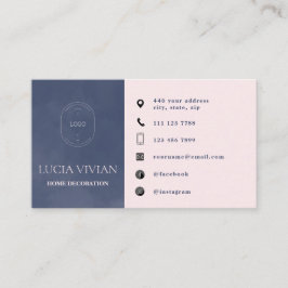 Moderne Minimalistische Navy-Logo-Social Media Visitenkarte