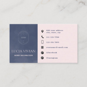 Moderne Minimalistische Navy-Logo-Social Media Visitenkarte