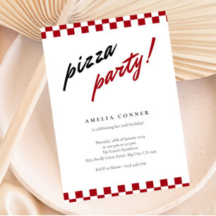 Moderne minimalistische neutrale Pizza-Party-Einla Einladung
