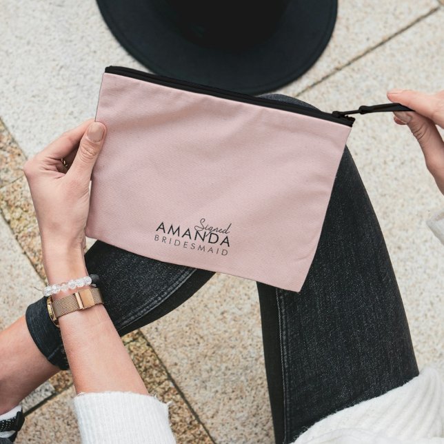 Moderne minimalistische neutrale Trauzeugin Zubehörtasche (Von Creator hochgeladen)