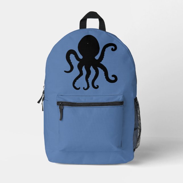 Moderne Minimalistische Octopus-Silhouette Bedruckter Rucksack (Vorderseite)