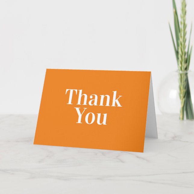 Moderne Minimalistische Orange Wedding Vielen Dank Dankeskarte (Vorderseite)