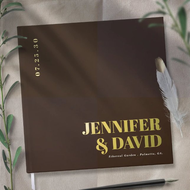 Moderne Minimalistische Paarbezeichnungen Einfache Gästebuch (Modern minimalist couple names simple wedding guest books)