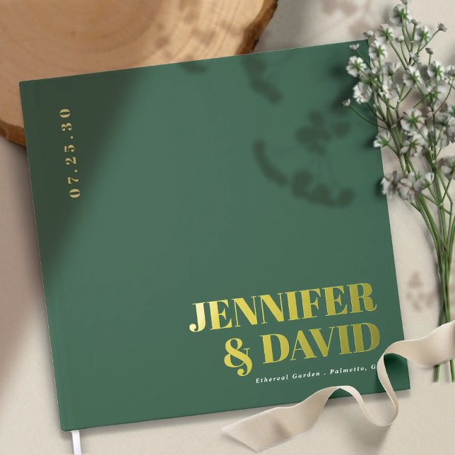 Moderne Minimalistische Paarbezeichnungen Einfache Gästebuch (Modern minimalist couple names simple wedding guest books)