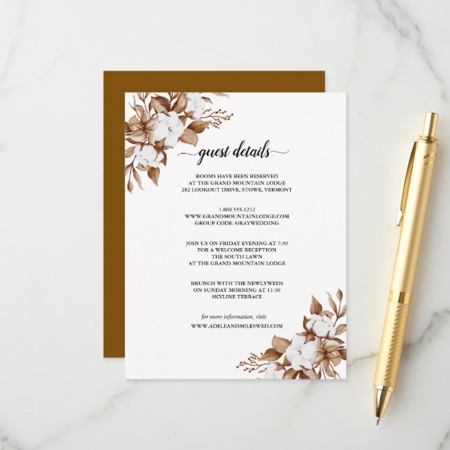 Moderne Minimalistische Pampas Grass Bouquet Weddi Begleitkarte (Vorderseite/Rückseite Beispiel)