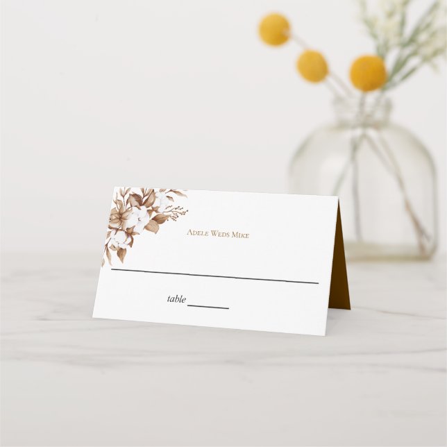Moderne Minimalistische Pampas Grass Bouquet Weddi Platzkarte (Vorderseite)
