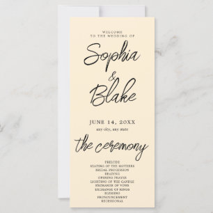 Moderne minimalistische Papaya-Whip-Hochzeitsprogr