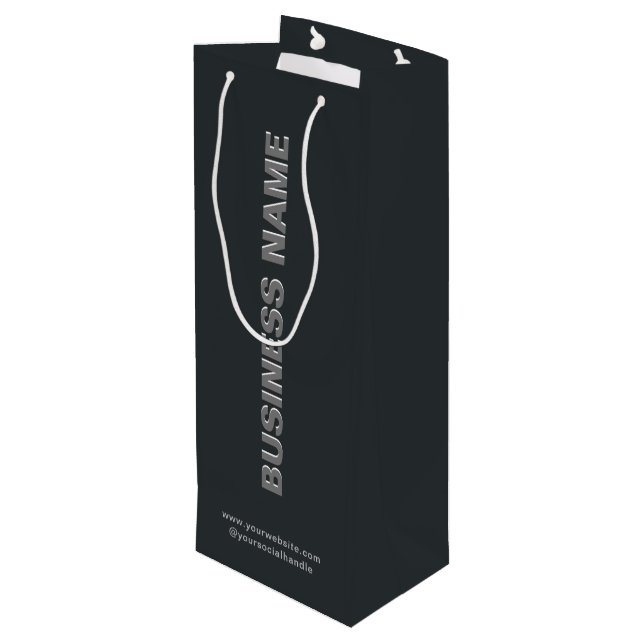 Moderne Minimalistische Papiertasche mit Firmennam Geschenktüte Für Weinflaschen (Rückseite Schrägansicht)