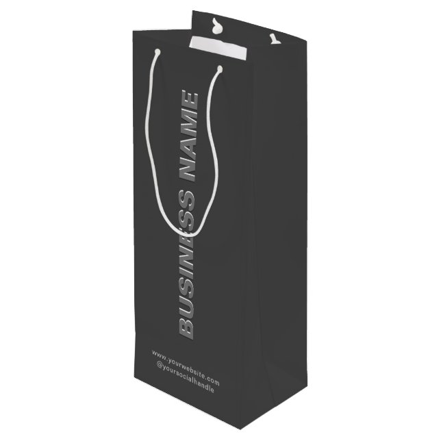 Moderne Minimalistische Papiertasche mit Firmennam Geschenktüte Für Weinflaschen (Rückseite Schrägansicht)