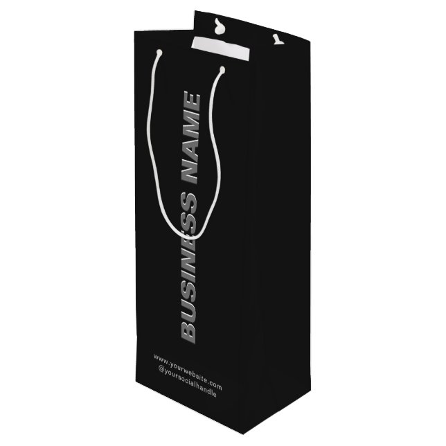 Moderne Minimalistische Papiertasche mit Firmennam Geschenktüte Für Weinflaschen (Rückseite Schrägansicht)
