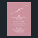 Moderne Minimalistische Pastel-Tischkarten Menükarte<br><div class="desc">Modernes Minimalistisches PastelWedding Menu in Wild Rose Rosa Farbe Eleganter 12x18" Hochzeitsmenü Karten Flachmenü Elegantes Kalligrafie Essen und Getränke Hochzeitsmenüs | Rustikale Hochzeitsmenüs,  rustikale Hochzeitsmenüs,  rustikales Hochzeitsmenü,  Blumenmenü,  Hochzeitsmenü,  Pastelkarten</div>